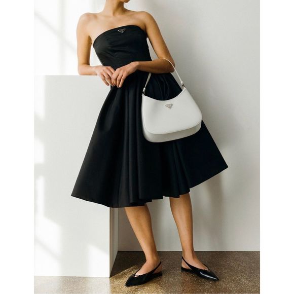 PRADA Black Slingback Ballet Flats 40 US 9.5 Point Toe Logo Flat Brushed Leather - Picture 5 of 15